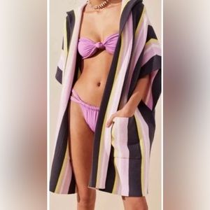 Free People One Size Fits All I Need Stripe Hooded Poncho Cape